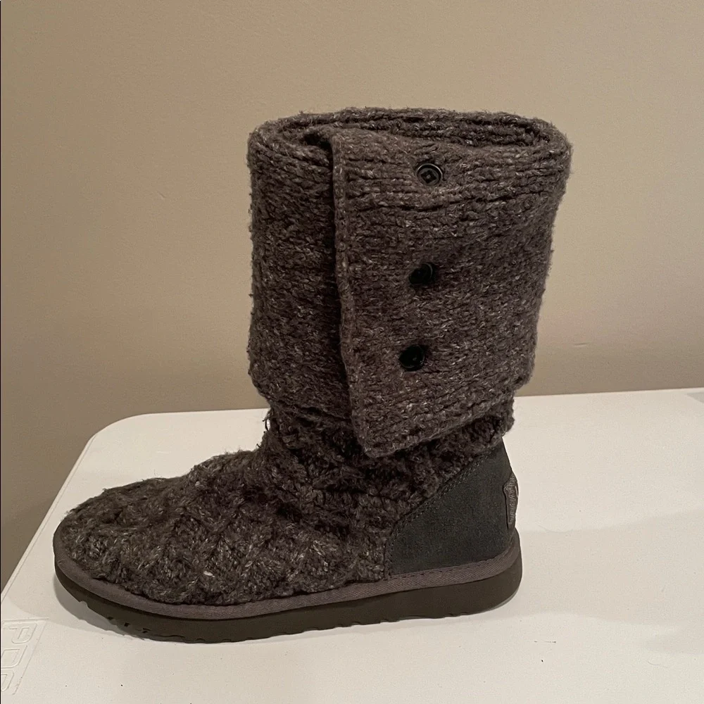 UGG Charcoal Cable Knit Boots